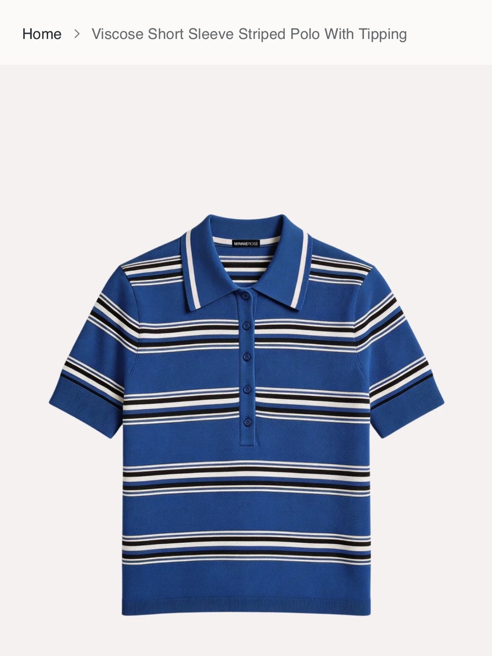 Minnie Rose Blue Striped Short-Sleeve Polo